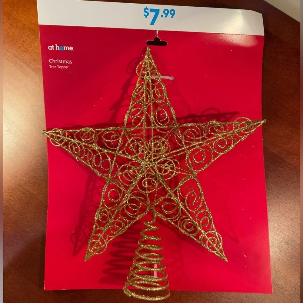 NEW w TAGS 🏷️ Sparkly Gold Star Holiday Tree Topper (9x11” inches)
